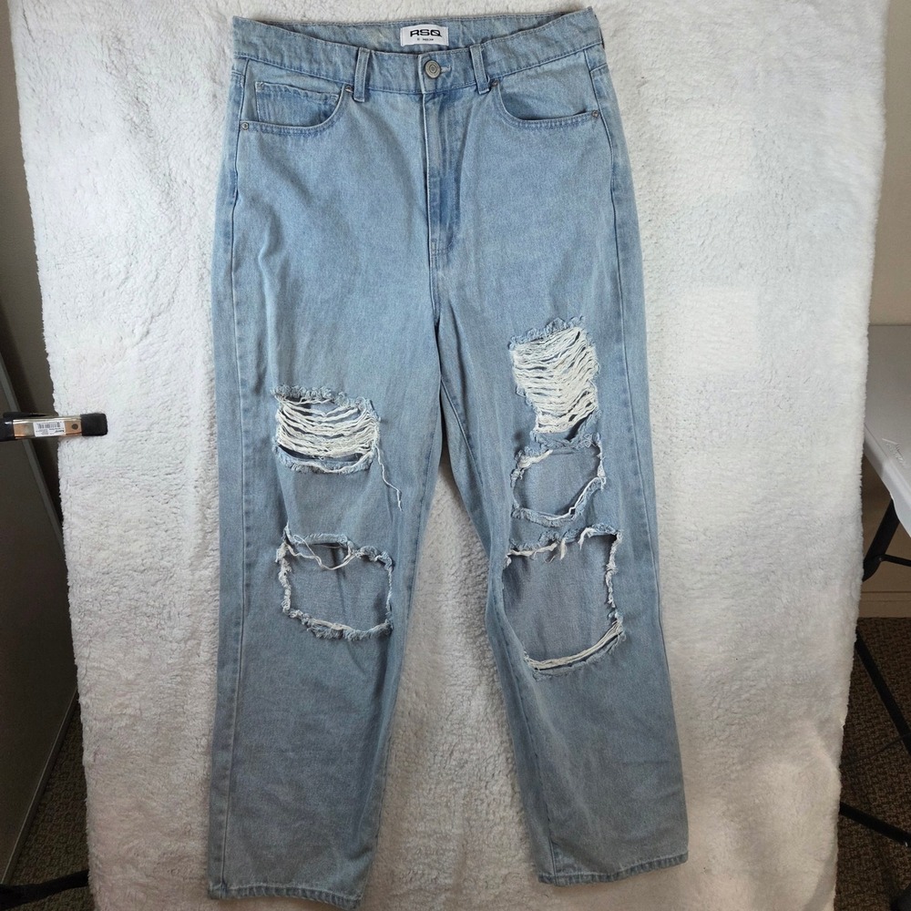 RSQ Jeans 32 Baggy‎ Light Wash Distressed Ripped Denim Pants